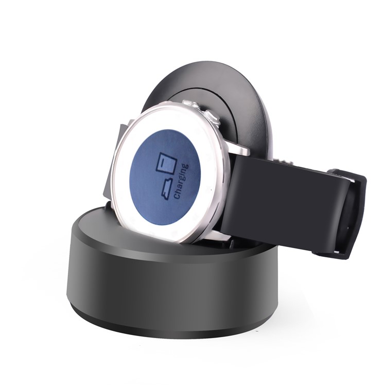 For Pebble Time Round Charger Charging Dock Station Cradle Holder - Black-1