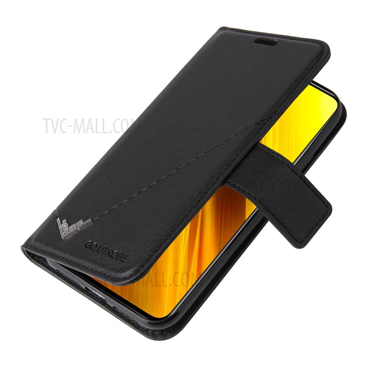 GQ.UTROBE Rectangular Metal Decor Stand Leather Cover for Xiaomi Poco X3 NFC - Black-3