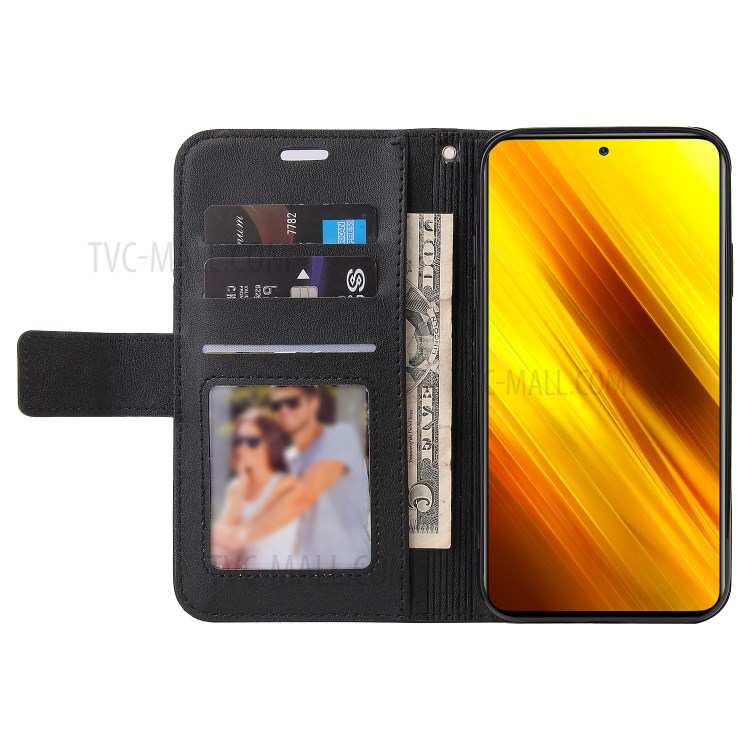 GQ.UTROBE Rectangular Metal Decor Stand Leather Cover for Xiaomi Poco X3 NFC - Black-4