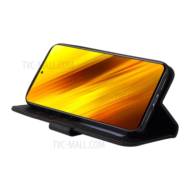 GQ.UTROBE Rectangular Metal Decor Stand Leather Cover for Xiaomi Poco X3 NFC - Black-5
