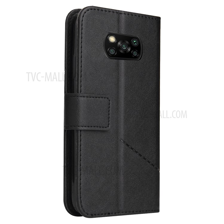 GQ.UTROBE Rectangular Metal Decor Stand Leather Cover for Xiaomi Poco X3 NFC - Black-7