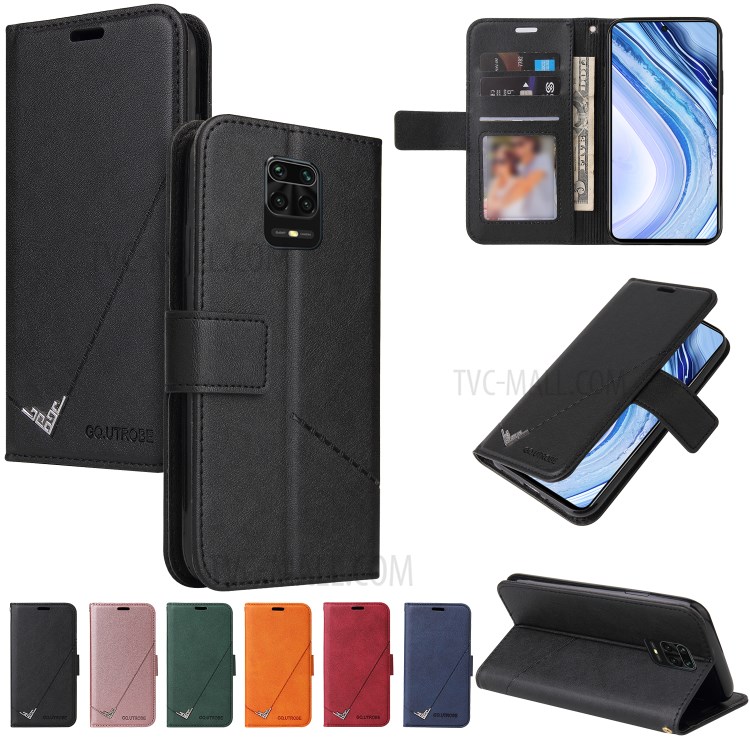 GQ.UTROBE Rectangular Metal Decor Stand Leather Cover for Xiaomi Redmi Note 9S / Redmi Note 9 Pro / Redmi Note 9 Pro Max - Black-10