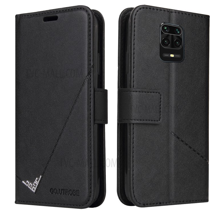 GQ.UTROBE Rectangular Metal Decor Stand Leather Cover for Xiaomi Redmi Note 9S / Redmi Note 9 Pro / Redmi Note 9 Pro Max - Black-6