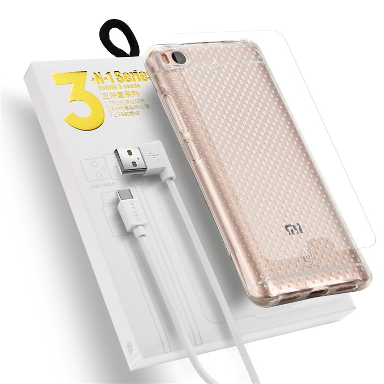 DUX DUCIS Skin Pro 3-in-1 Series for Xiaomi Mi 5s TPU Phone Case + Micro USB Data Cable + Tempered Glass Screen Film-1