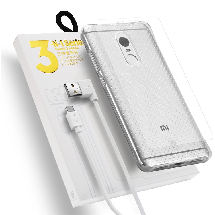 DUX DUCIS Skin Pro 3-in-1 Series for Xiaomi Redmi Note 4 TPU Case + Micro USB Charge Cable + Tempered Glass Screen Film-1