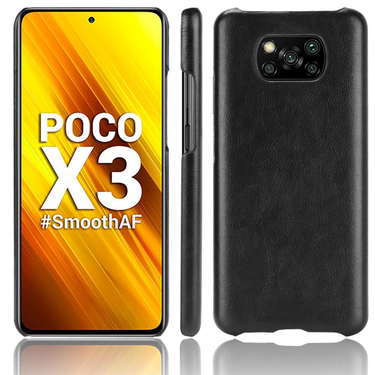 Litchi Texture PU Leather Coated PC Mobile Casing for Xiaomi Poco X3 NFC / Poco X3 - Black-1