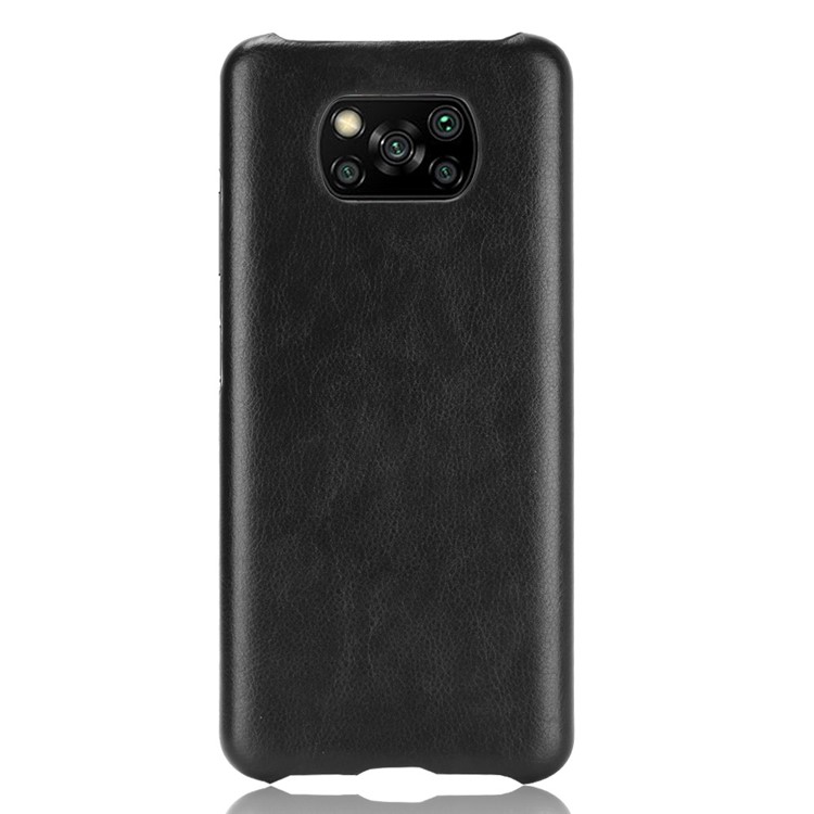 Litchi Texture PU Leather Coated PC Mobile Casing for Xiaomi Poco X3 NFC / Poco X3 - Black-2