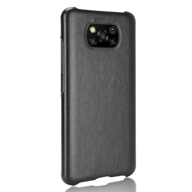 Litchi Texture PU Leather Coated PC Mobile Casing for Xiaomi Poco X3 NFC / Poco X3 - Black-3