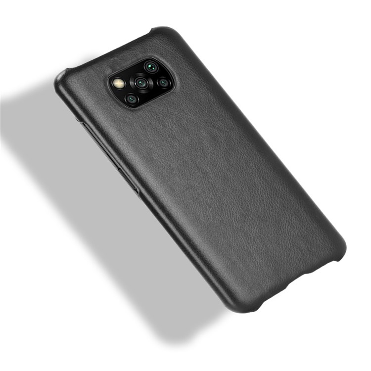 Litchi Texture PU Leather Coated PC Mobile Casing for Xiaomi Poco X3 NFC / Poco X3 - Black-4
