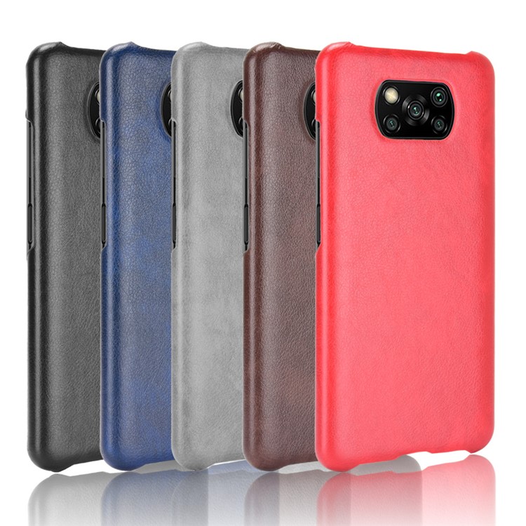 Litchi Texture PU Leather Coated PC Mobile Casing for Xiaomi Poco X3 NFC / Poco X3 - Black-6