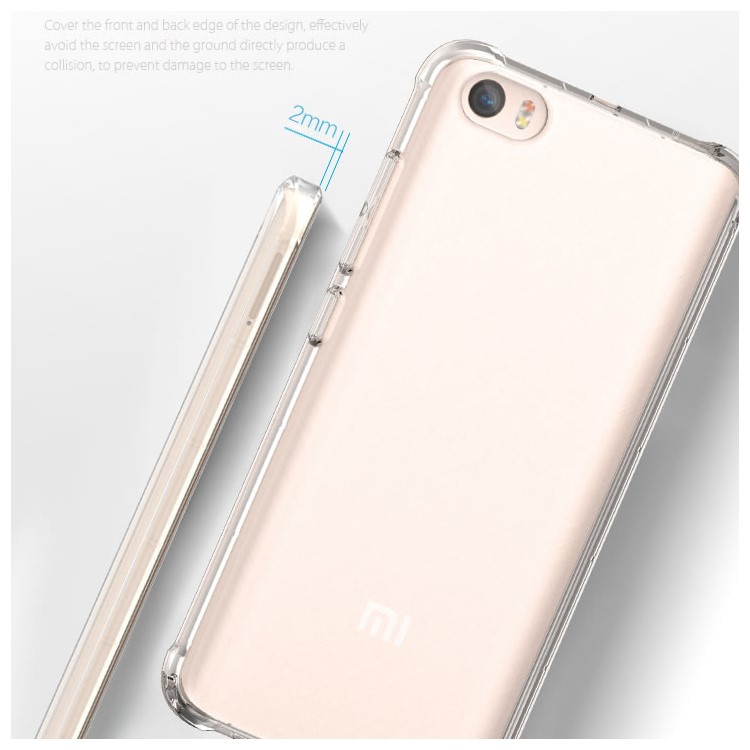 BOW Drop-Proof Clear Soft TPU Shell Cover Case for Xiaomi Mi 5-6