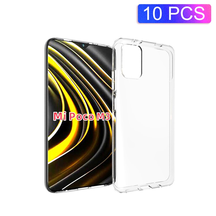 10Pcs/Pack Protective Case Watermark Resistant Flexible TPU Cover for Xiaomi Poco M3-1