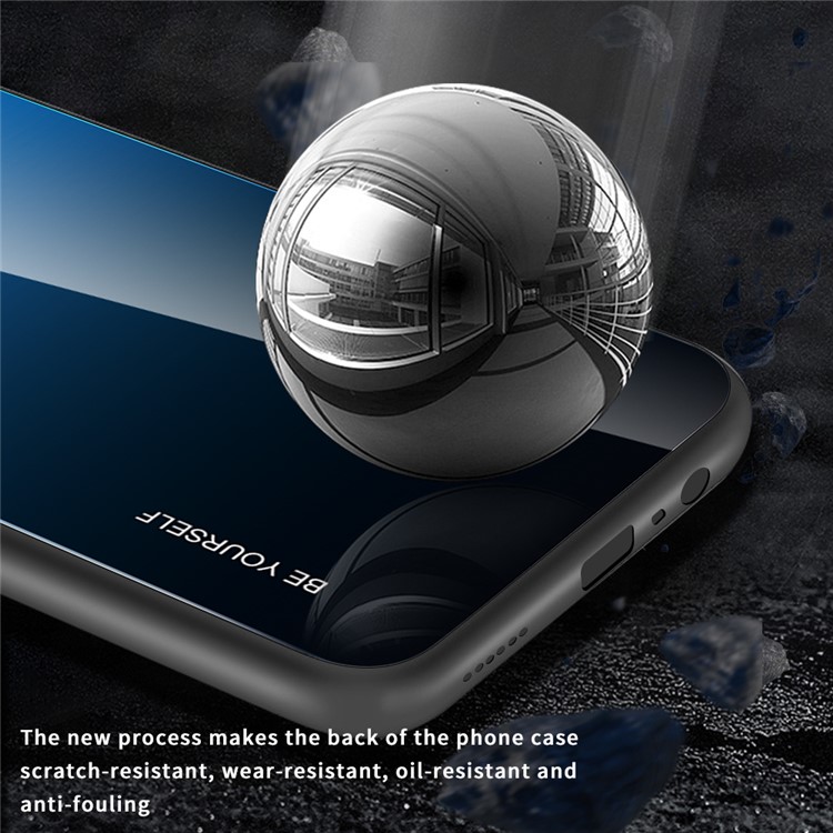 Gradient Color Tempered Glass Case for Xiaomi Poco M3 PC + TPU Combo Cover - Blue / Black-5