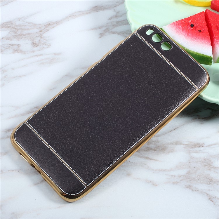 Leather Coated TPU Plated Cover for Xiaomi Mi 6 - Black-1