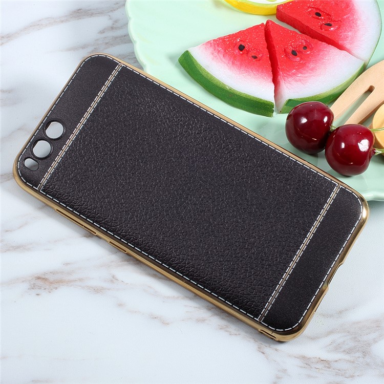 Leather Coated TPU Plated Cover for Xiaomi Mi 6 - Black-2