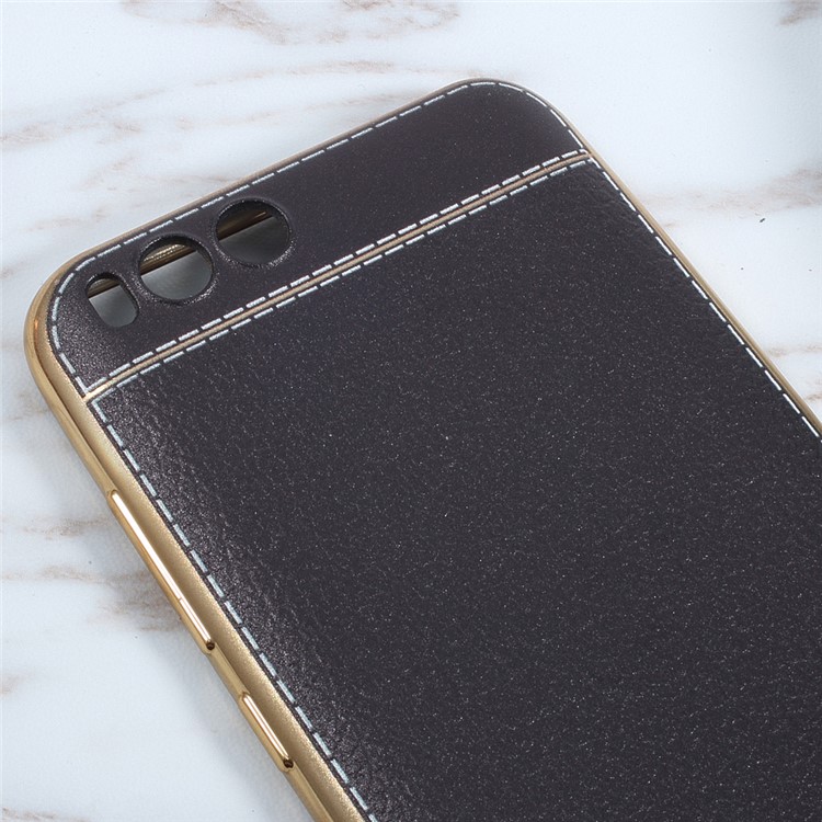 Leather Coated TPU Plated Cover for Xiaomi Mi 6 - Black-3