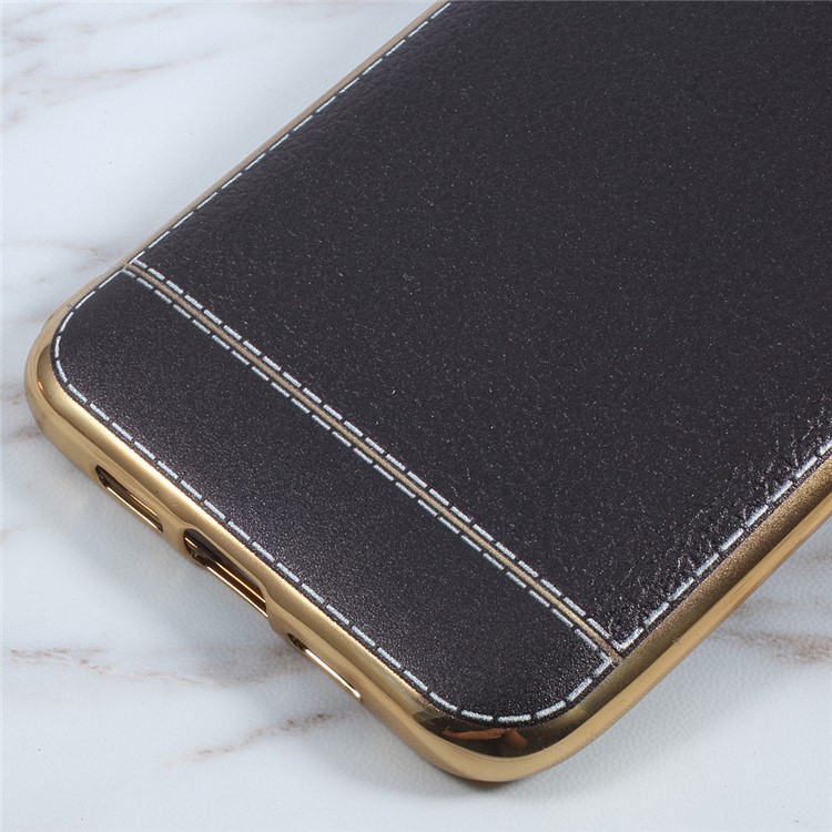 Leather Coated TPU Plated Cover for Xiaomi Mi 6 - Black-4