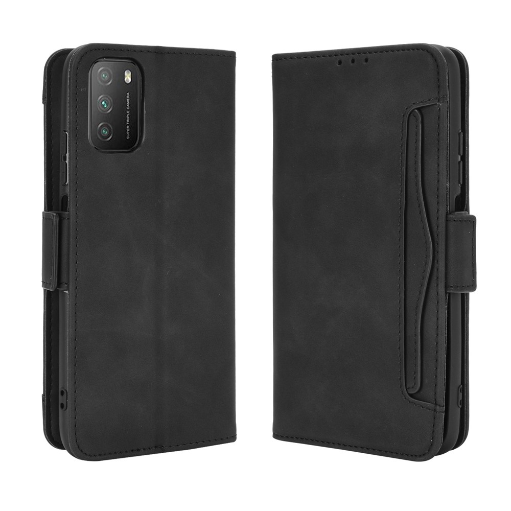 For Xiaomi Poco M3 Multiple Card Slots Protective Cover Stand Leather Case - Black-2