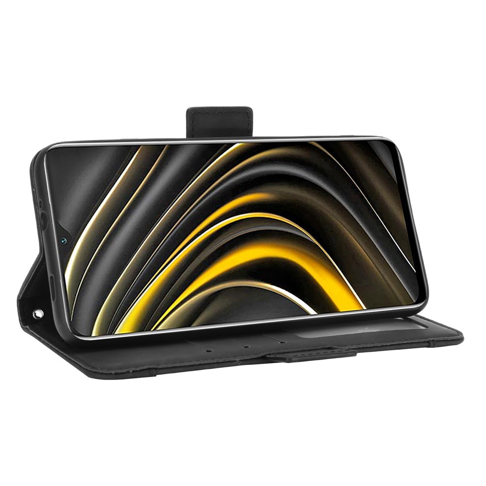 For Xiaomi Poco M3 Multiple Card Slots Protective Cover Stand Leather Case - Black-6