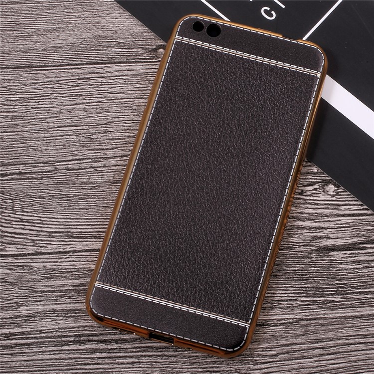 Leather Coated TPU Plated Cover for Xiaomi Mi 5c - Black-1