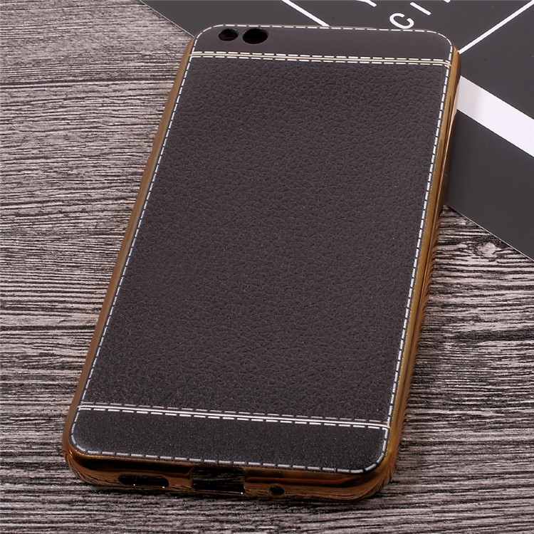 Leather Coated TPU Plated Cover for Xiaomi Mi 5c - Black-2