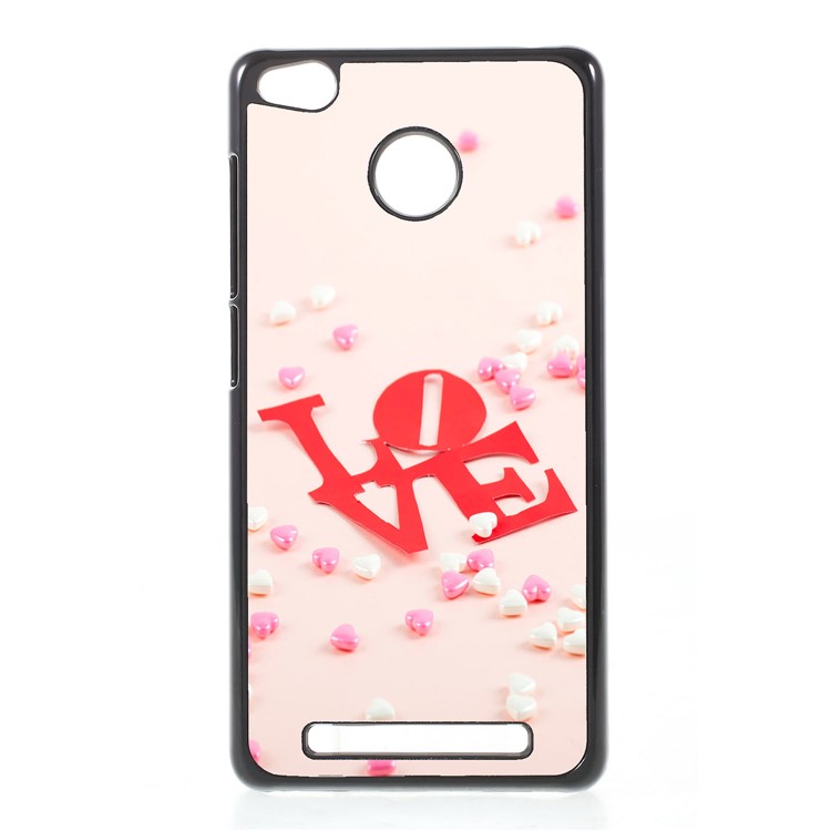 2D Heat Transfer Printing Aluminum Sheet Skin Shell PC Protection Case for Xiaomi Redmi 3s - LOVE-1