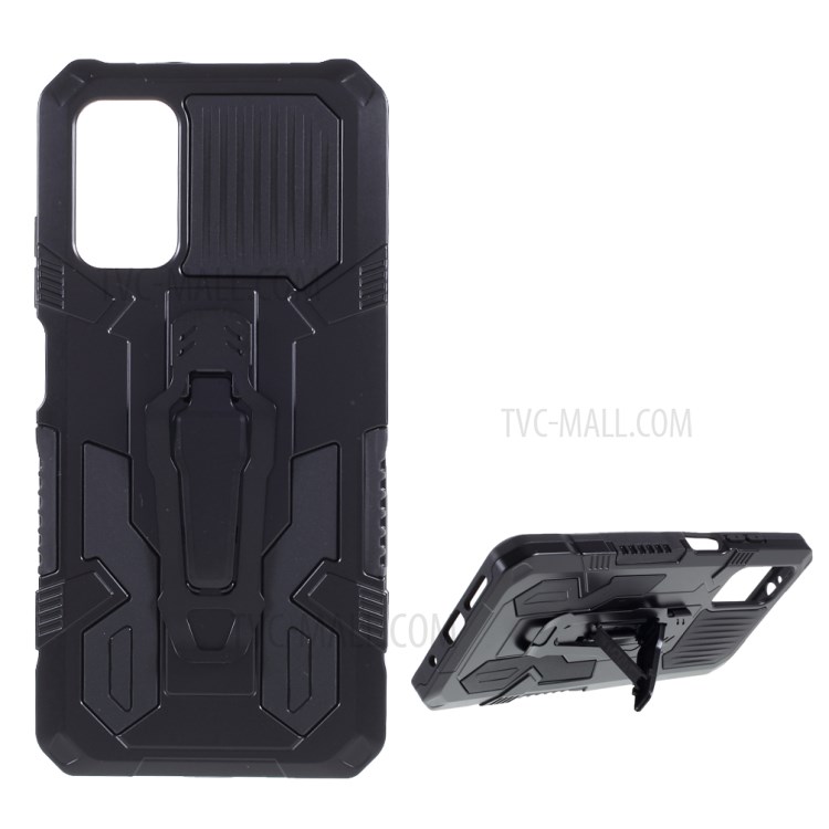 Plastic + TPU + Metal Hybrid Protector Case with Kickstand for Xiaomi Poco M3 - Black-1