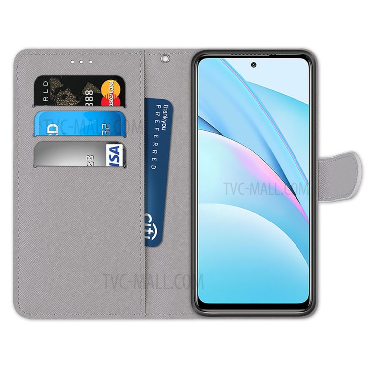 Anti-Drop Wallet Stand Smartphone Case with Pattern Printing for Xiaomi Mi 10T Lite 5G/Redmi Note 9 Pro 5G - Eiffel Tower-10