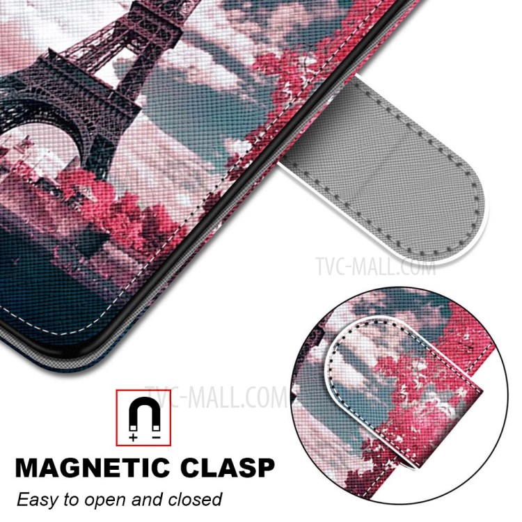 Anti-Drop Wallet Stand Smartphone Case with Pattern Printing for Xiaomi Mi 10T Lite 5G/Redmi Note 9 Pro 5G - Eiffel Tower-6