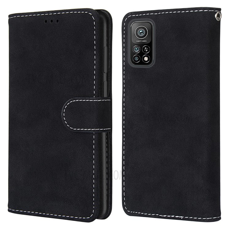 Retro Matte Wallet Leather Stand Phone Case for Xiaomi Mi 10T 5G/10T Pro 5G/Redmi K30S - Black-2