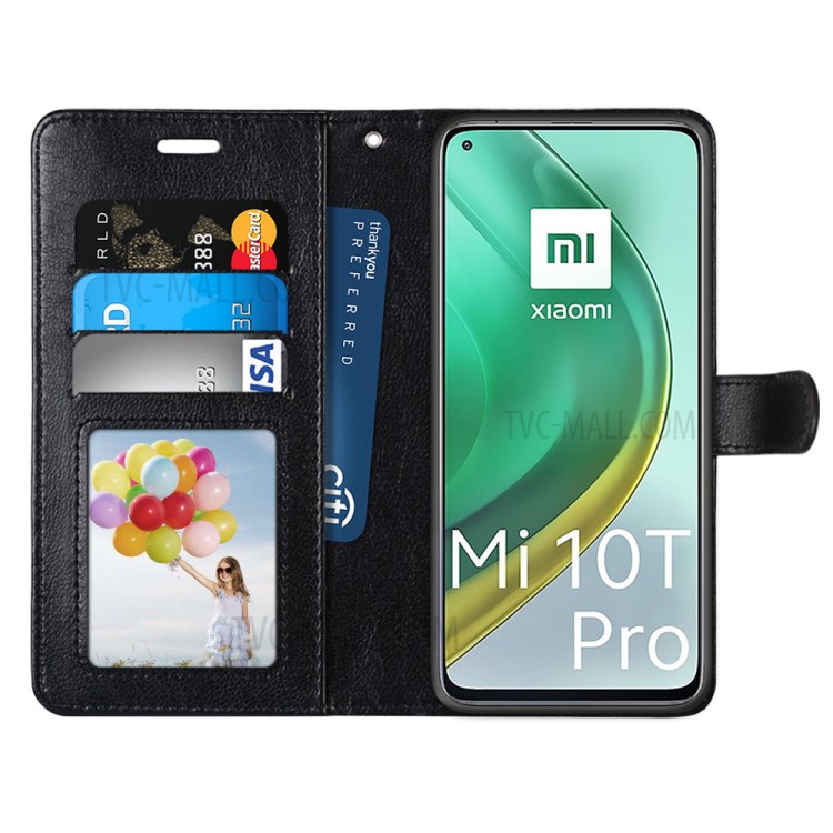 Wallet Stand Magnetic Clasp Leather Case for Xiaomi Mi 10T 5G/10T Pro 5G/Redmi K30S - Black-7