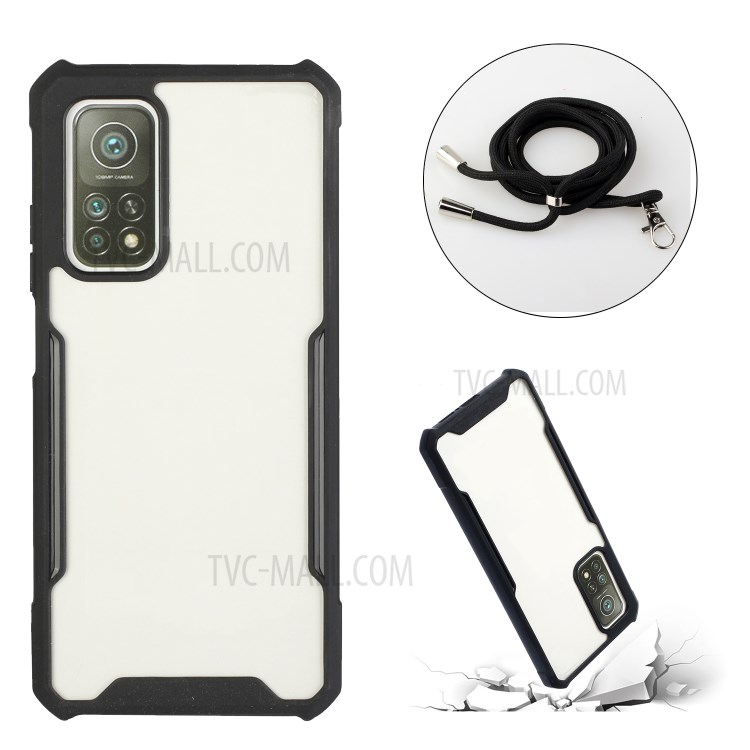 Acrylic+TPU Shockproof Phone Case with Strap for Xiaomi Mi 10T 5G / Mi 10T Pro 5G / Redmi K30S - Black-2