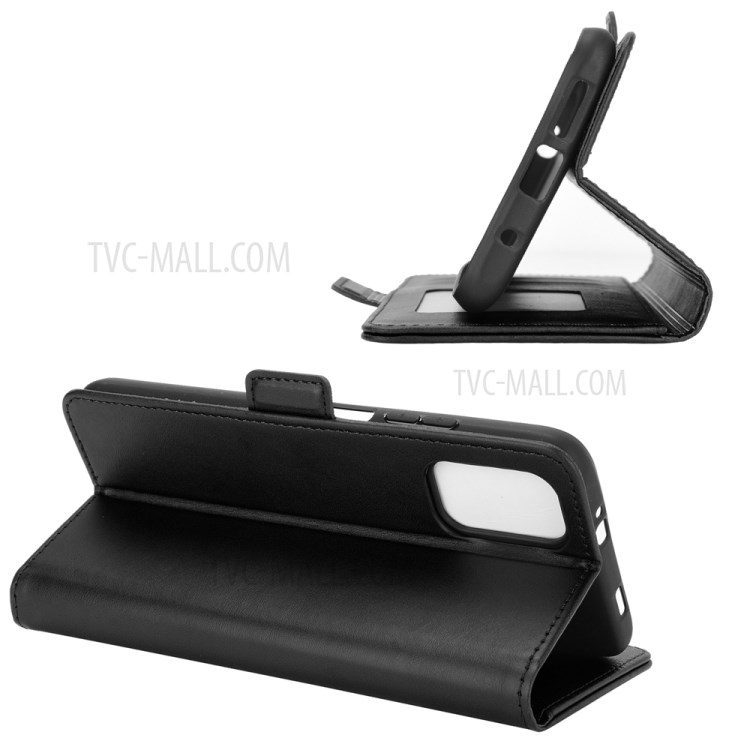Double Magnetic Clasp Folio Flip Leather Cover Case for Xiaomi Poco M3 - Black-5