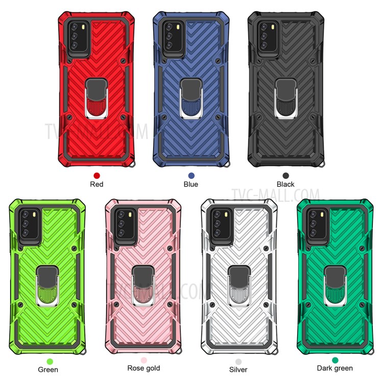 PC + TPU + Metal Hybrid Cover Rotatable Finger Ring Kickstand Phone Shell for Xiaomi Poco M3 - Black-8