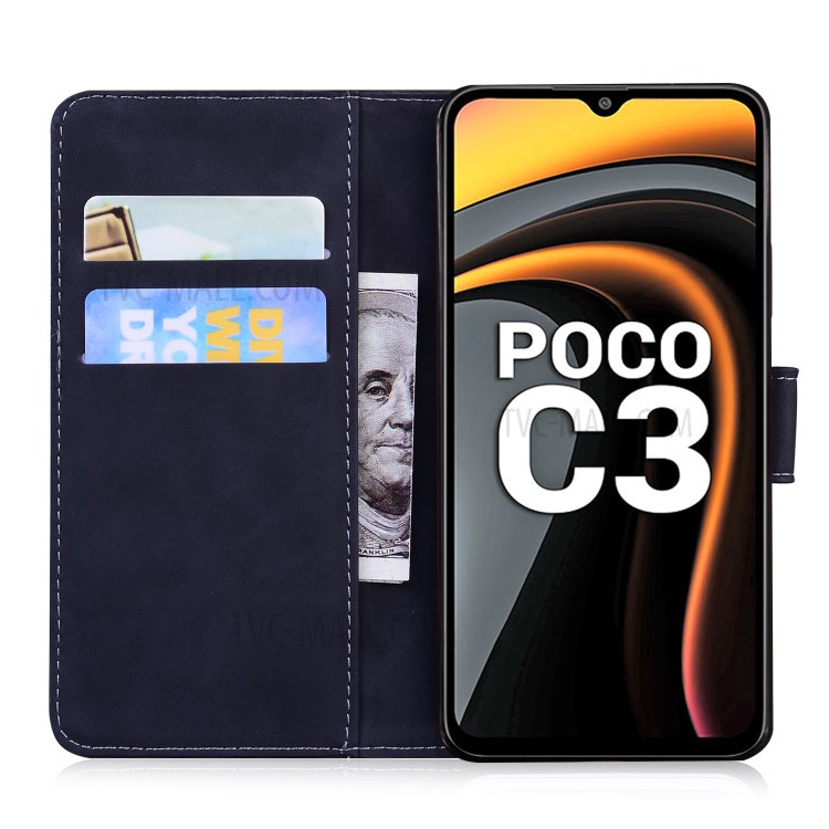 Tiger Pattern Imprinted Leather Stand Wallet Phone Case for Xiaomi Poco C3 - Black-4