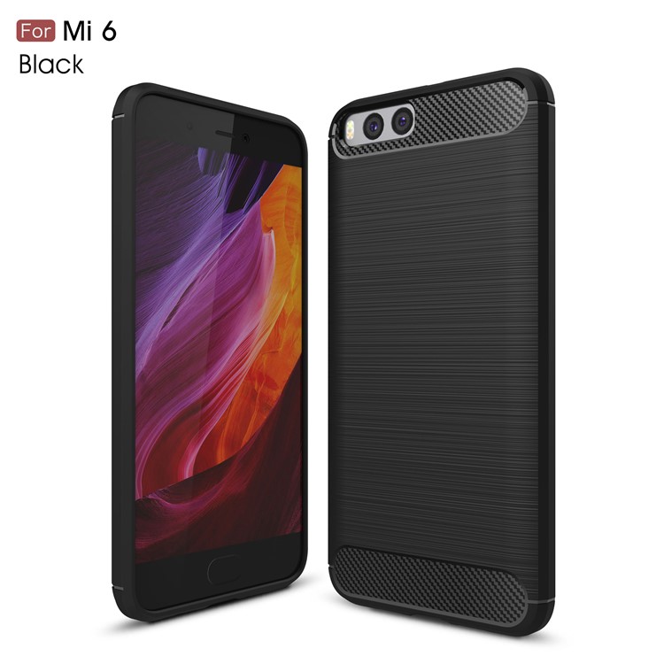 Carbon Fibre Brushed TPU Case for Xiaomi Mi 6 - Black-1