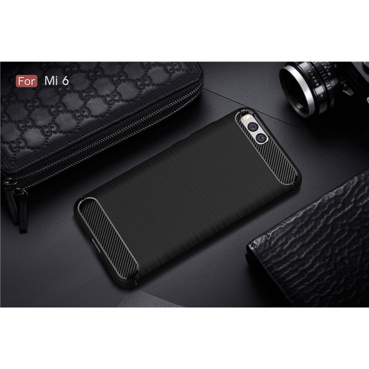 Carbon Fibre Brushed TPU Case for Xiaomi Mi 6 - Black-2
