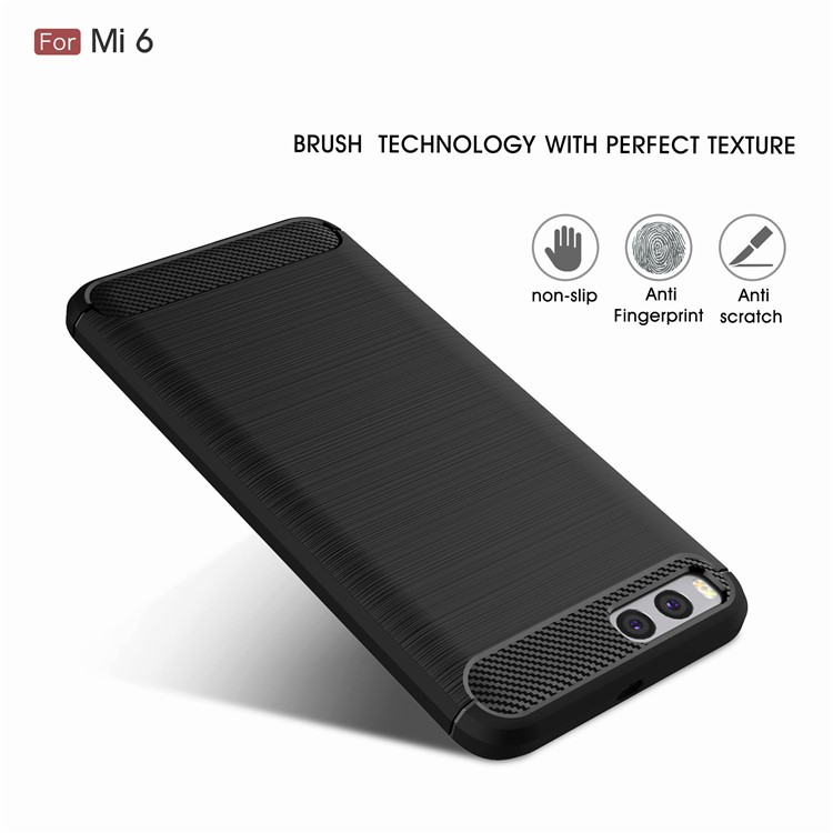Carbon Fibre Brushed TPU Case for Xiaomi Mi 6 - Black-3