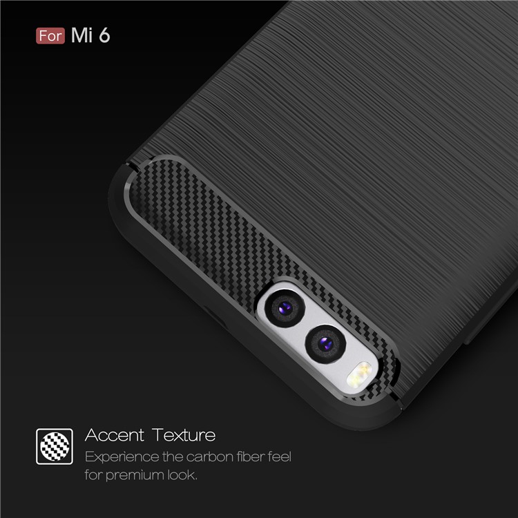 Carbon Fibre Brushed TPU Case for Xiaomi Mi 6 - Black-4