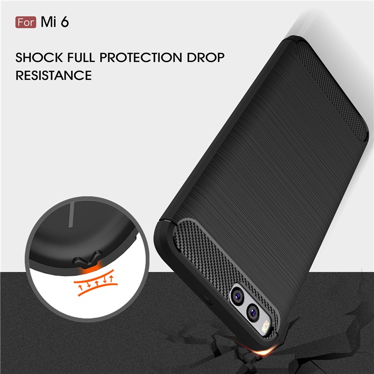 Carbon Fibre Brushed TPU Case for Xiaomi Mi 6 - Black-6