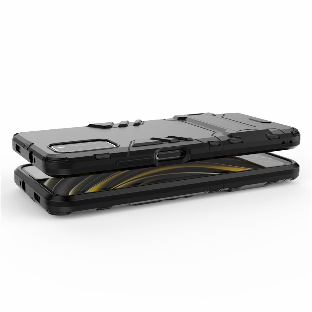 2 in 1 for Xiaomi Poco M3 PC + TPU Hybrid Case Cover with Kickstand - Black-5