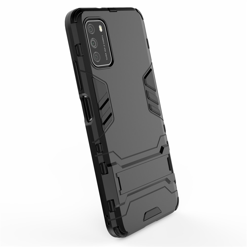 2 in 1 for Xiaomi Poco M3 PC + TPU Hybrid Case Cover with Kickstand - Black-6