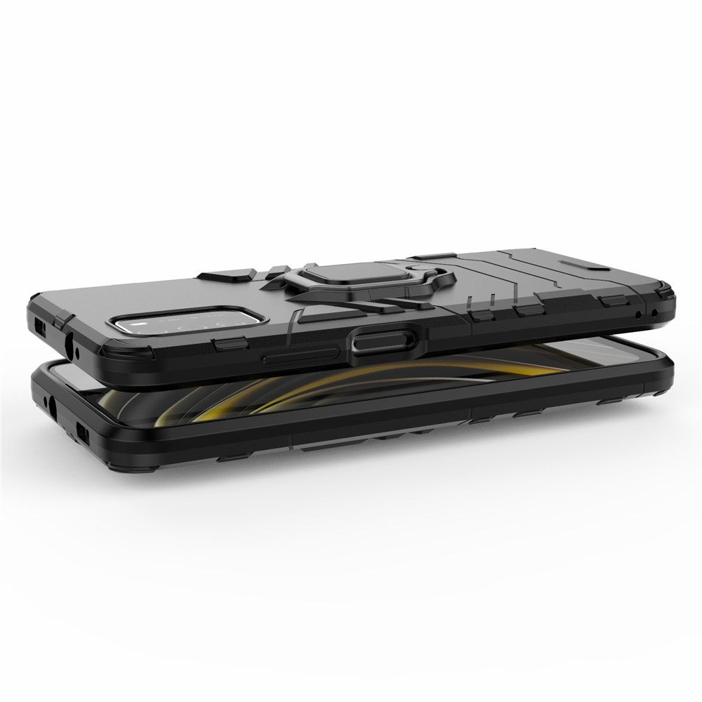 Für Xiaomi Poco M3 Cool Guard PC + TPU Hybrid Mobile Case Mit Faltbarem Ständer - Schwarz