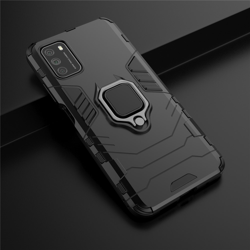 Pour Xiaomi Poco M3 Cool Guard PC + TPU Hybrid Mobile Case Avec Une Merde Pliable - le Noir