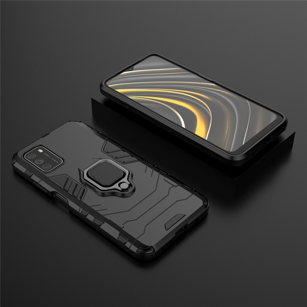 For Xiaomi Poco M3 Cool Guard PC + TPU Hybrid Mobile Case with Kickstand - Black-9