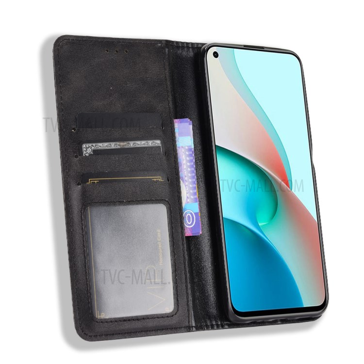 Vintage Style Magnetic PU Leather Cover with Wallet Stand Phone Cover for Xiaomi Redmi Note 9 5G - Black-4