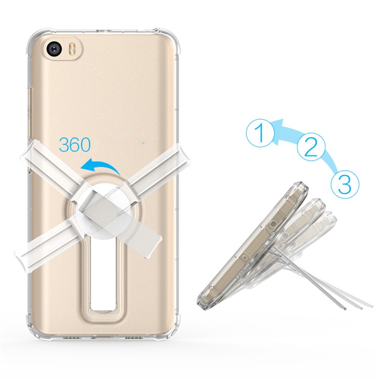 BOW Shock Absorption Soft TPU Cover with ABS Kickstand for Xiaomi Mi 5 - Transparent-1