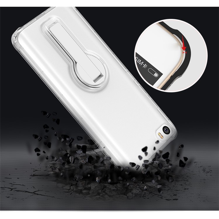 BOW Shock Absorption Soft TPU Cover with ABS Kickstand for Xiaomi Mi 5 - Transparent-10