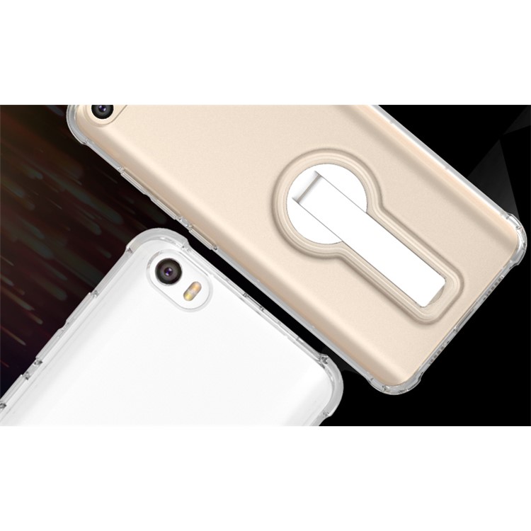 BOW Shock Absorption Soft TPU Cover with ABS Kickstand for Xiaomi Mi 5 - Transparent-14