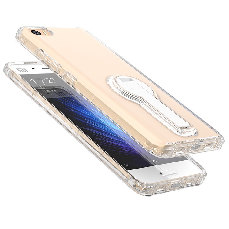 BOW Shock Absorption Soft TPU Cover with ABS Kickstand for Xiaomi Mi 5 - Transparent-2